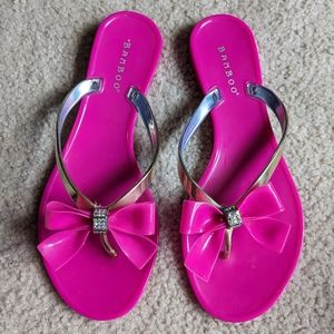 Bamboo Pink Rhinestone Bow flip-flops, 6